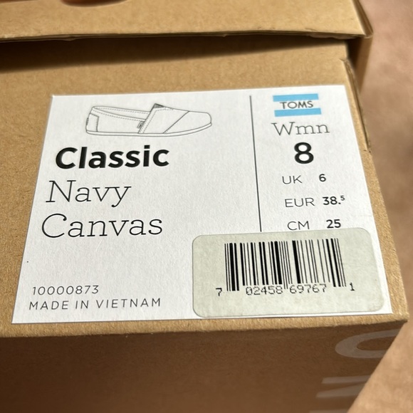 Tom..Classic Navy Canvas Slip On Shoes Size 8 - Picture 4 of 4